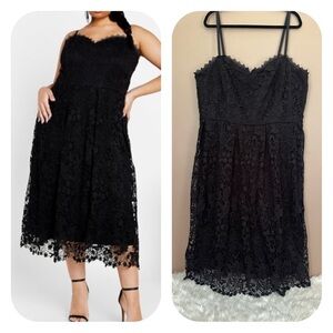 {City Chic} Sleeveless Lace Midi Dress in Black - Womens 22